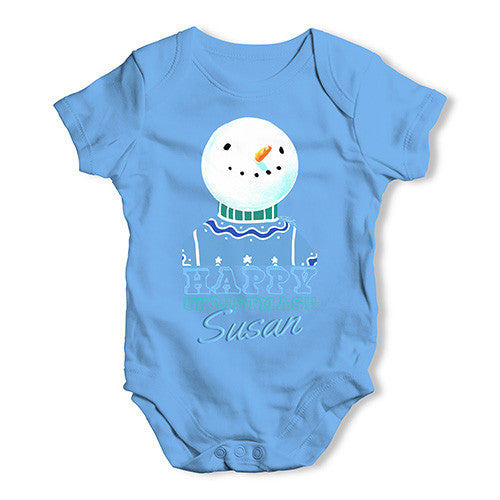 Personalised Christmas Snowman Jumper Baby Unisex Baby Grow Bodysuit