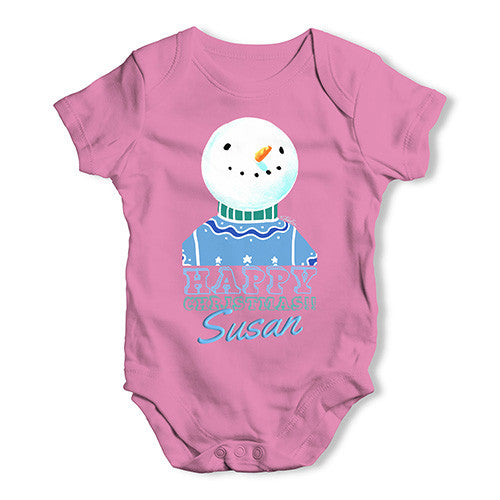Personalised Christmas Snowman Jumper Baby Unisex Baby Grow Bodysuit