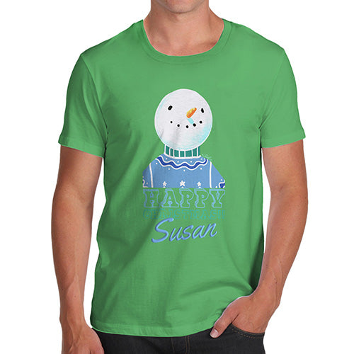 Personalised Christmas Snowman Jumper Men's T-Shirt