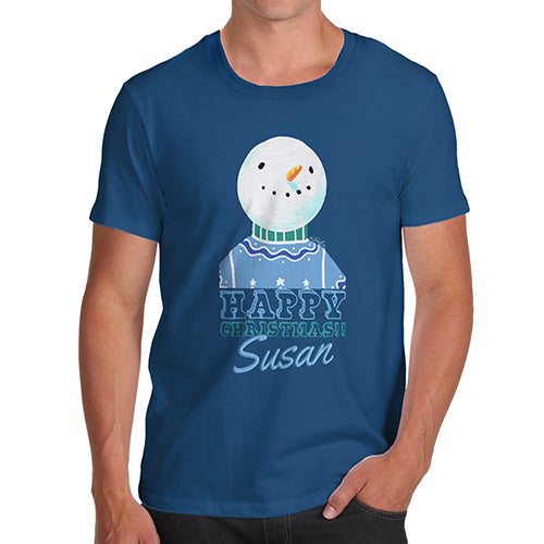 Personalised Christmas Snowman Jumper Men's T-Shirt