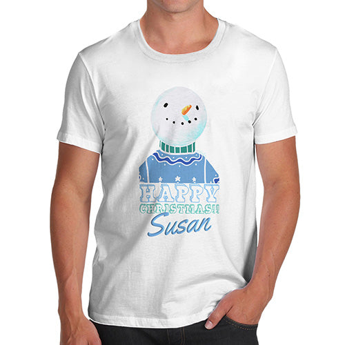 Personalised Christmas Snowman Jumper Men's T-Shirt