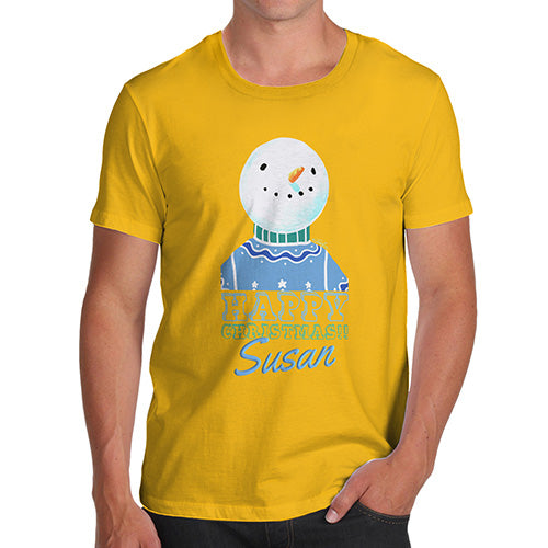 Personalised Christmas Snowman Jumper Men's T-Shirt