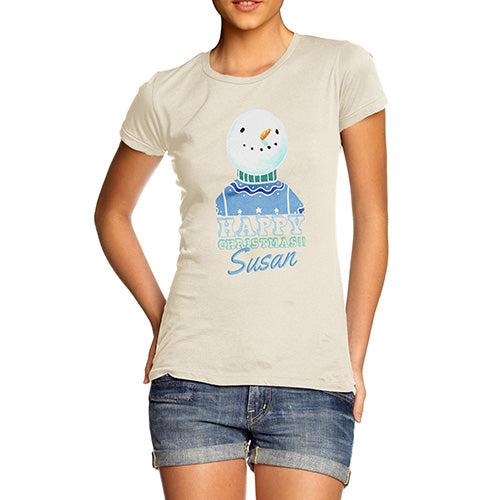Personalised Christmas Snowman Jumper Women's T-Shirt 