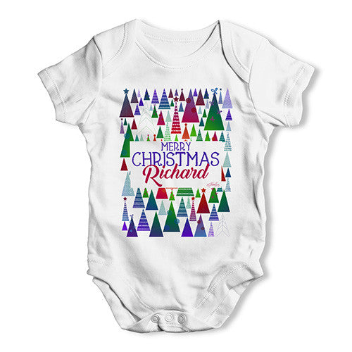 Personalised Christmas Trees Pattern Baby Unisex Baby Grow Bodysuit