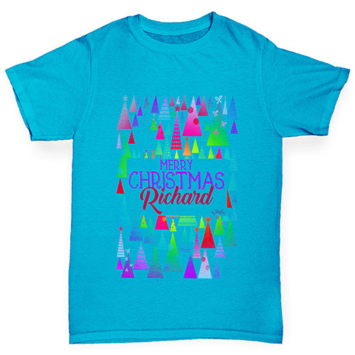 Personalised Christmas Trees Pattern Boy's T-Shirt