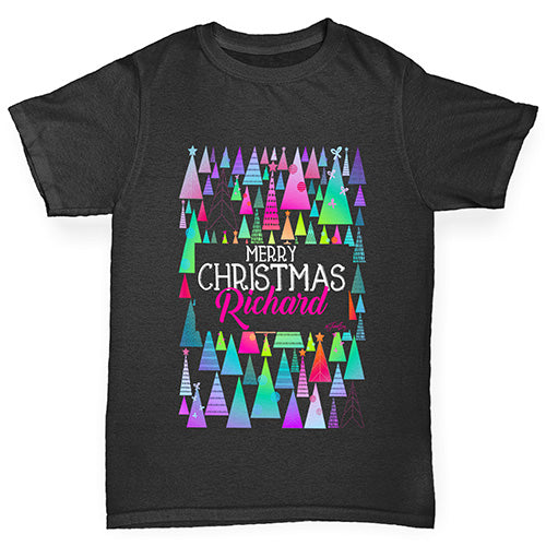 Personalised Christmas Trees Pattern Boy's T-Shirt