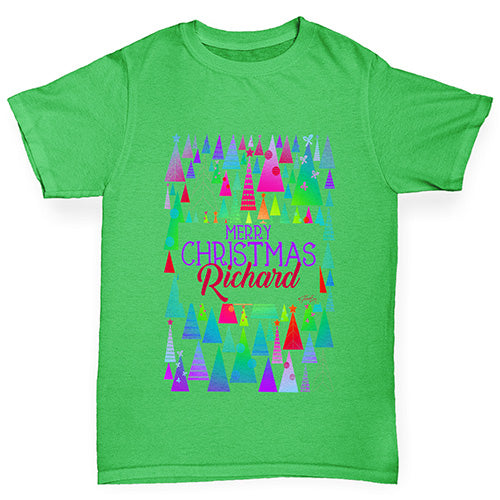 Personalised Christmas Trees Pattern Boy's T-Shirt