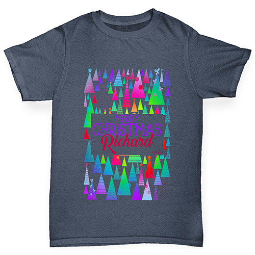 Personalised Christmas Trees Pattern Boy's T-Shirt