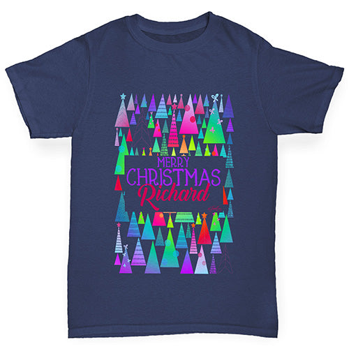 Personalised Christmas Trees Pattern Boy's T-Shirt