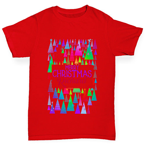 Personalised Christmas Trees Pattern Boy's T-Shirt