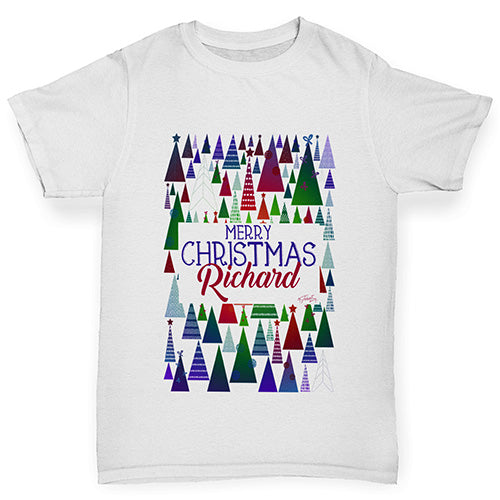 Personalised Christmas Trees Pattern Boy's T-Shirt