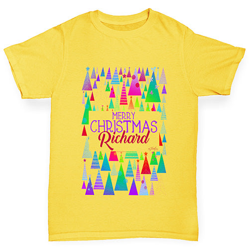 Personalised Christmas Trees Pattern Boy's T-Shirt