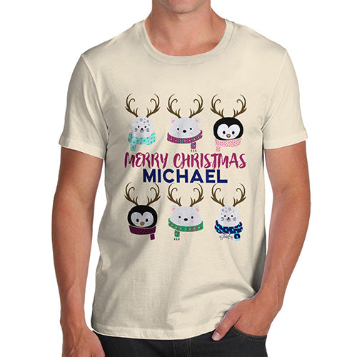 Personalised Cute Christmas Animals Men's T-Shirt