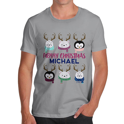 Personalised Cute Christmas Animals Men's T-Shirt