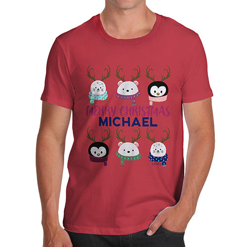 Personalised Cute Christmas Animals Men's T-Shirt