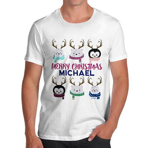 Personalised Cute Christmas Animals Men's T-Shirt