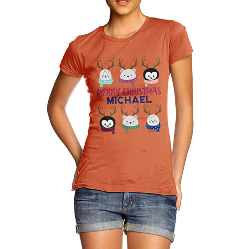 Personalised Cute Christmas Animals Women's T-Shirt 