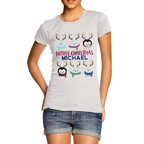 Personalised Cute Christmas Animals Women's T-Shirt 