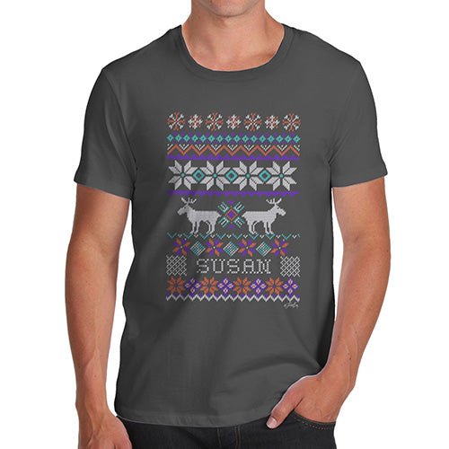 Personalised Moose Ugly Christmas Jumper Men's T-Shirt