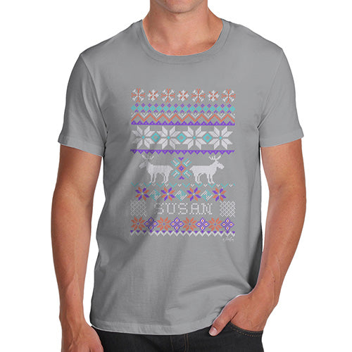 Personalised Moose Ugly Christmas Jumper Men's T-Shirt
