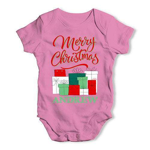 Personalised Christmas Presents Pile Baby Unisex Baby Grow Bodysuit