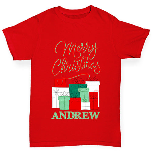 Personalised Christmas Presents Pile Girl's T-Shirt 