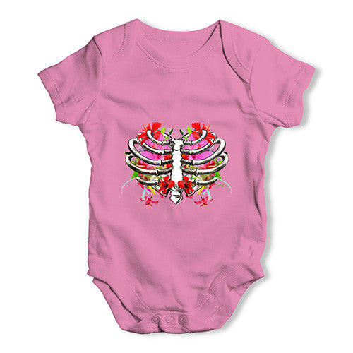 Floral Heart Ribcage Baby Unisex Baby Grow Bodysuit