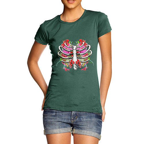Floral Heart Ribcage Women's T-Shirt 