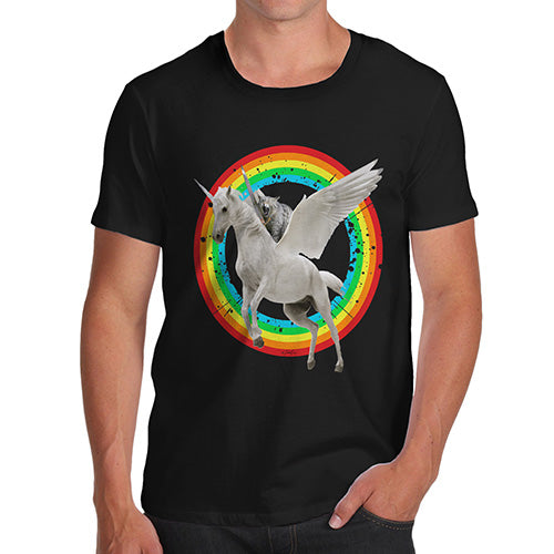 Cat Riding Flying Unicorn Men's T-Shirt