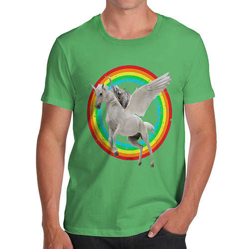 Cat Riding Flying Unicorn Men's T-Shirt