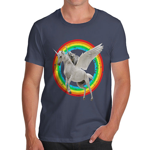 Cat Riding Flying Unicorn Men's T-Shirt