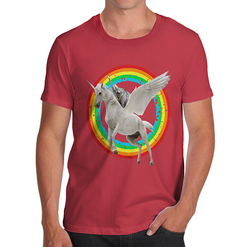 Cat Riding Flying Unicorn Men's T-Shirt