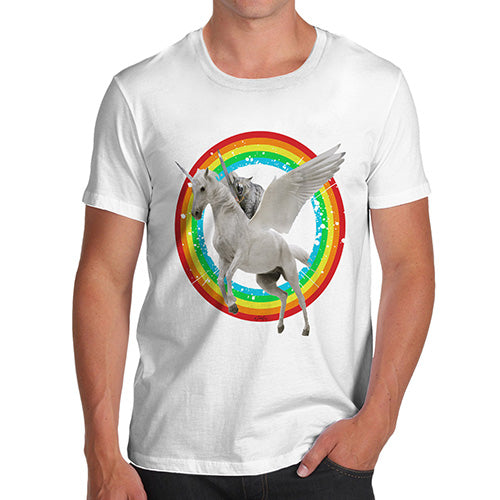 Cat Riding Flying Unicorn Men's T-Shirt