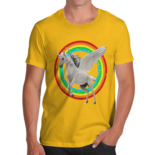 Cat Riding Flying Unicorn Men's T-Shirt