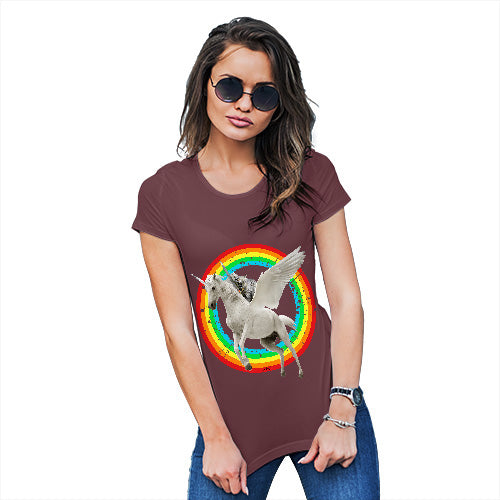 Cat Riding Flying Unicorn Women's T-Shirt 