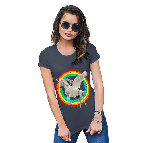 Cat Riding Flying Unicorn Women's T-Shirt 