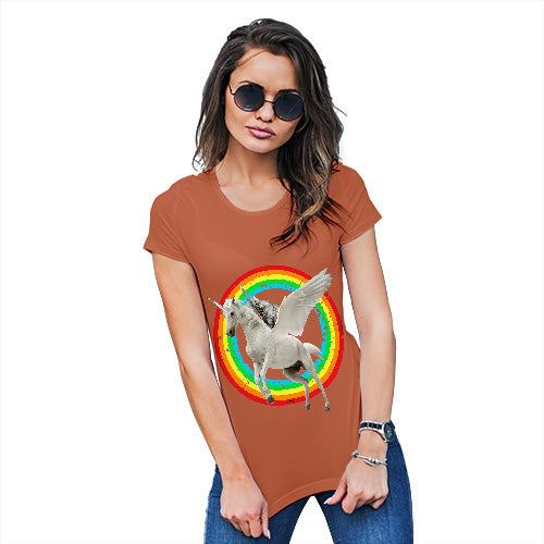 Cat Riding Flying Unicorn Women's T-Shirt 