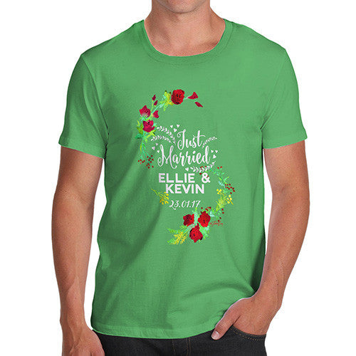 Personalised Just Married Flowers Men's T-Shirt