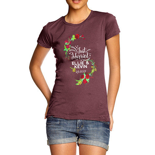 Personalised Just Married Flowers Women's T-Shirt 