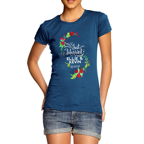Personalised Just Married Flowers Women's T-Shirt 