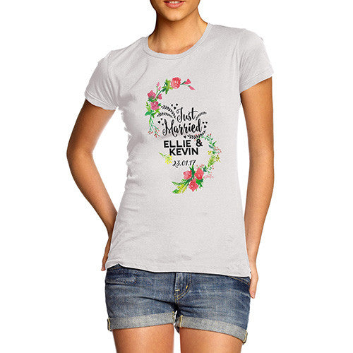 Personalised Just Married Flowers Women's T-Shirt 