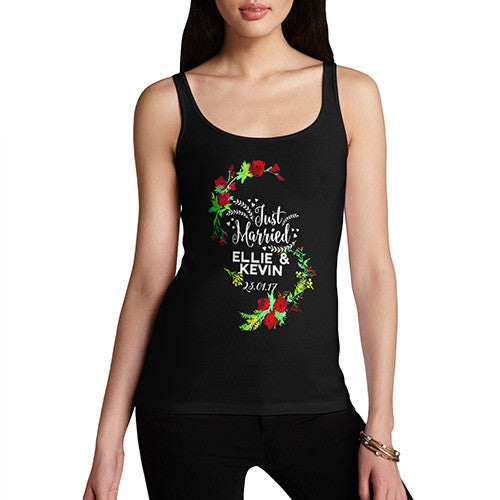 Personalised Just Married Flowers Women's Tank Top