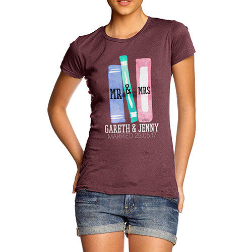 Personalised Mr & Mrs Books Women's T-Shirt 