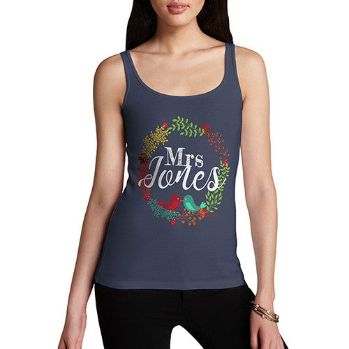 Personalised Mrs Wedding Wreath Women's Tank Top