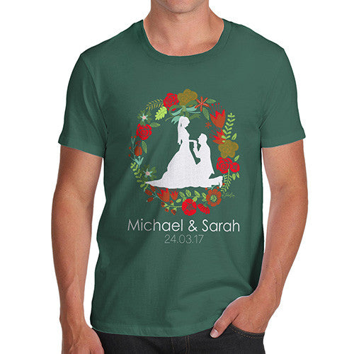 Personalised Wedding Silhouette Wreath Men's T-Shirt