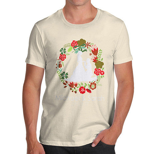 Personalised Wedding Silhouette Wreath Men's T-Shirt