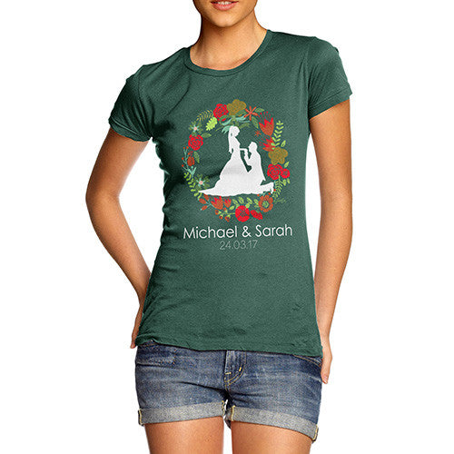 Personalised Wedding Silhouette Wreath Women's T-Shirt 