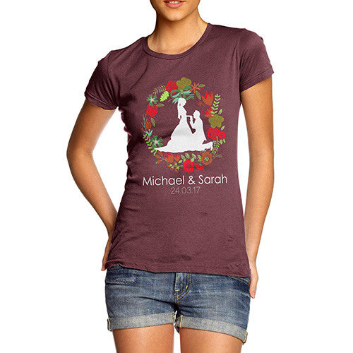 Personalised Wedding Silhouette Wreath Women's T-Shirt 