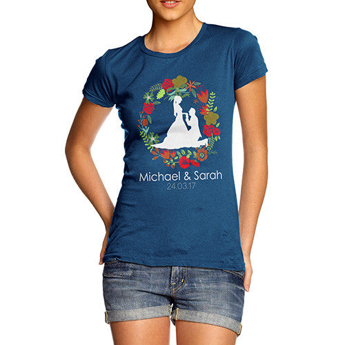 Personalised Wedding Silhouette Wreath Women's T-Shirt 