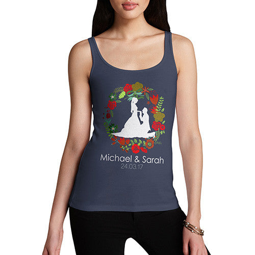 Personalised Wedding Silhouette Wreath Women's Tank Top